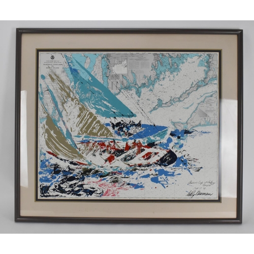 193 - Leroy Neiman- Martha's Vineyard to Block Island America's Cup Challenge 1964, print signed lower rig... 