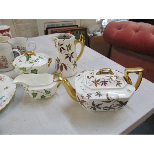 58 - A Villeroy and Boch blue and white porcelain part tea set together with a 19th century Wedgwood hand... 