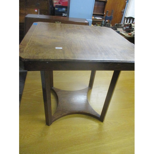 76 - An Edwardian inlaid rosewood two tier occasional table (legs cut down)
Location: G