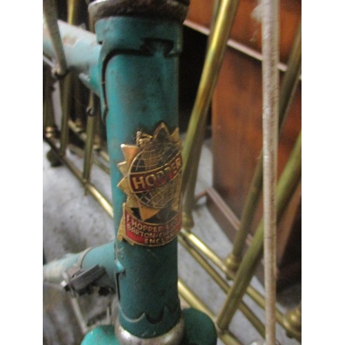 80 - A vintage Hopper Tour Anglais modele de Luxe bicycle in a green metallic colour with a Brookes leath... 