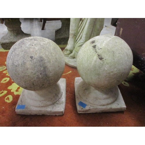 85 - A pair of composition stone garden bulbous finials
Location: G