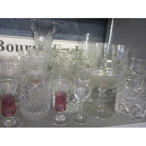 95 - A quantity of Edwardian and later drinking glasses to include etched Champagne coupes
Location: 5:2