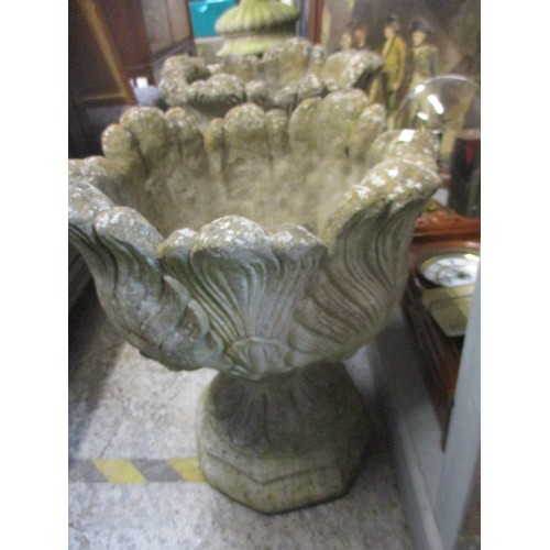 91 - A pair of composition garden urns with leaf ornament 57cm h x 50cm diameter
Location: G