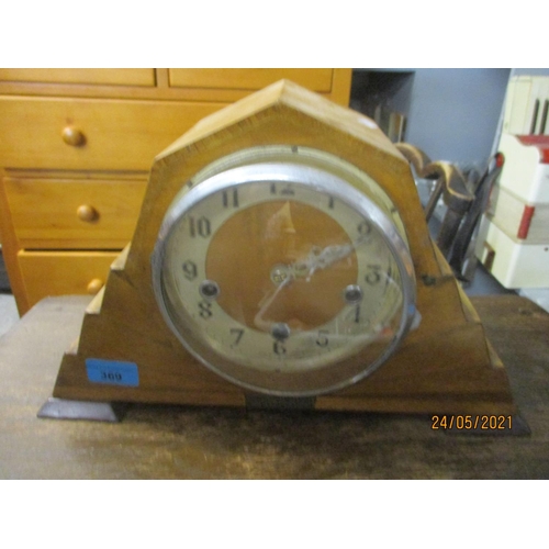 369 - Enfield Clock Company Art Deco walnut cased mantel clock, the movement striking Westminster chimes o... 