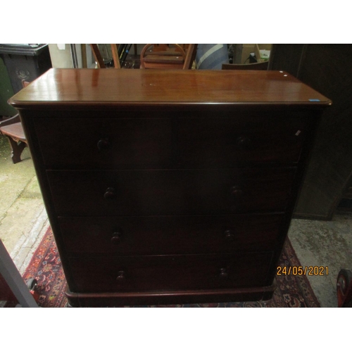 370 - A Victorian mahogany flat fronted chest of two short and three long drawers on plinth base and bun f... 