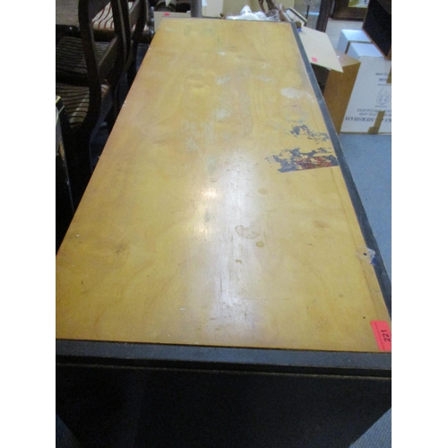 371 - A vintage multi wooden side board having ebonised frame, legs and handles together with a matching t... 