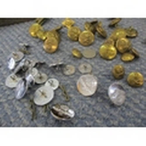 378 - A group of chrome and brass RAF buttons and badges, along with the Acme City Whistle, 3 St Christoph... 