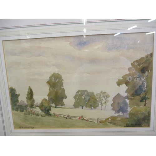 381 - H.E Harvey - landscape, a watercolour 19 x 29cm, signed in both left and right corners together with... 