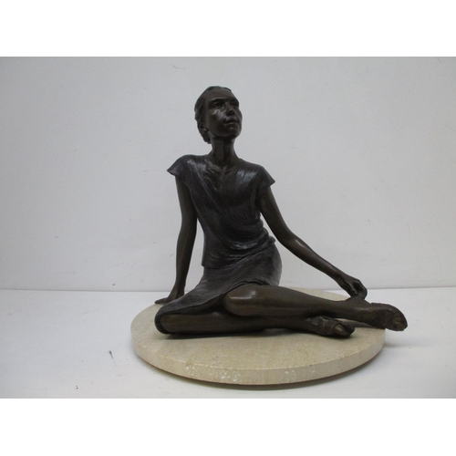 200 - Judith Holmes Drewry - 'Tuesday's Child' a bronze figure of a girl with her hair tied up, wearing a ... 