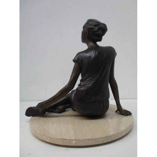 200 - Judith Holmes Drewry - 'Tuesday's Child' a bronze figure of a girl with her hair tied up, wearing a ... 