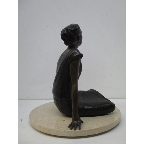 200 - Judith Holmes Drewry - 'Tuesday's Child' a bronze figure of a girl with her hair tied up, wearing a ... 