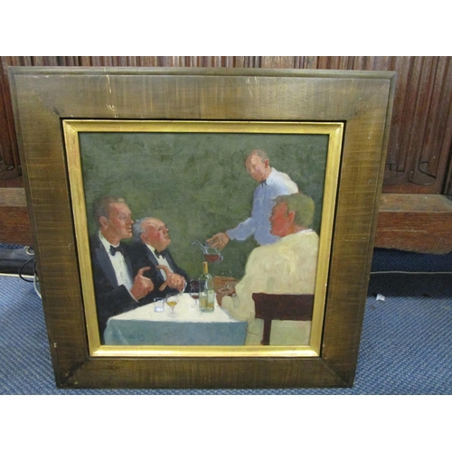 201 - Toby Ward (b.1965) British
'Dinner', depicting gentlemen in a restaurant, signed and dated 05 to low... 