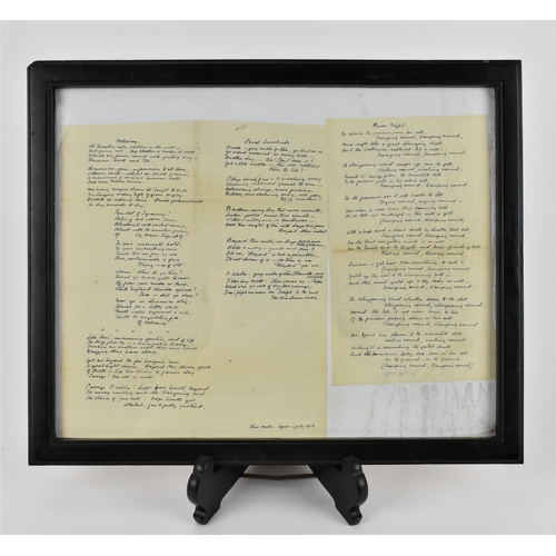 169 - Suffragette Interest: A set of three framed hand written poems by Suffragette activist Olive Hockin ... 