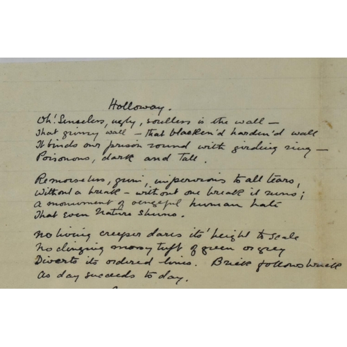 169 - Suffragette Interest: A set of three framed hand written poems by Suffragette activist Olive Hockin ... 