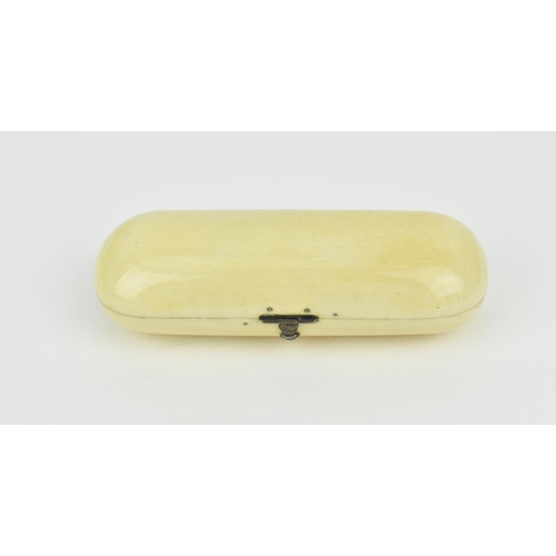 174 - A 19th century ivory sewing kit, the hinged cover opening to reveal a velvet lined fitted interior w... 