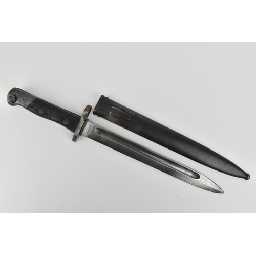 188 - An early 20th century Siamese (Thailand) Mauser bayonet, type 45, with original metal scabbard, the ... 