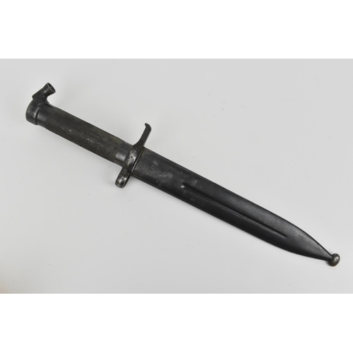 189 - A Swedish 1896 Mauser bayonet with scabbard and leather mount, marked AJAB to both pieces, the scabb... 