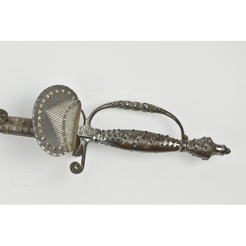 191 - A British court sword by Cooling Lawrence & Sons, possibly Victorian, with etched foliage to the tri... 