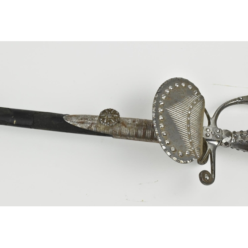 191 - A British court sword by Cooling Lawrence & Sons, possibly Victorian, with etched foliage to the tri... 