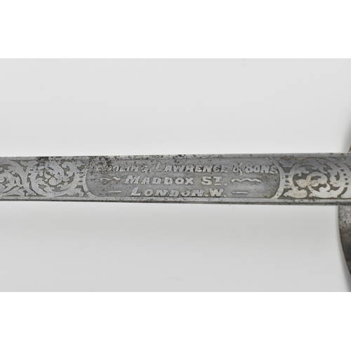 191 - A British court sword by Cooling Lawrence & Sons, possibly Victorian, with etched foliage to the tri... 