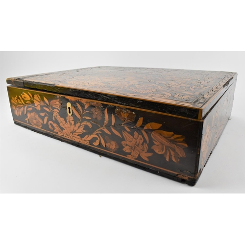 167 - An 18th century Dutch marquetry box, of rectangular shape, the lied and sides extensively decorated ... 