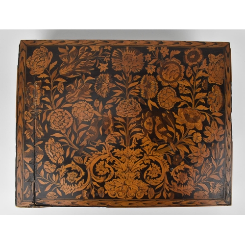 167 - An 18th century Dutch marquetry box, of rectangular shape, the lied and sides extensively decorated ... 