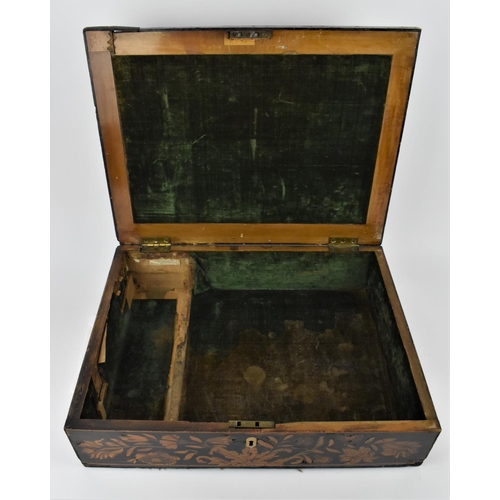 167 - An 18th century Dutch marquetry box, of rectangular shape, the lied and sides extensively decorated ... 