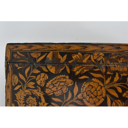 167 - An 18th century Dutch marquetry box, of rectangular shape, the lied and sides extensively decorated ... 