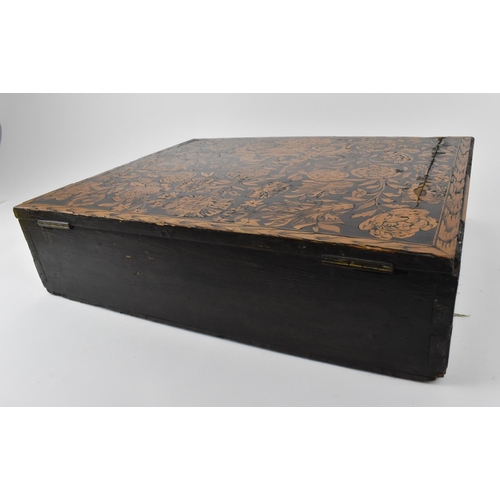 167 - An 18th century Dutch marquetry box, of rectangular shape, the lied and sides extensively decorated ... 