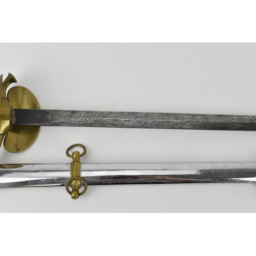 184 - A late 19th century American army officer's dress sword, with etched blade designed with the America... 