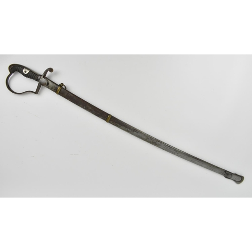 192 - A Victorian army officer sword, with metal scabbard, the blade with foliate etching, the pommel with... 