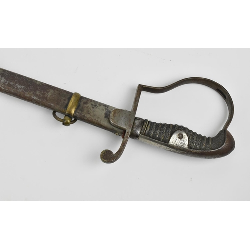 192 - A Victorian army officer sword, with metal scabbard, the blade with foliate etching, the pommel with... 