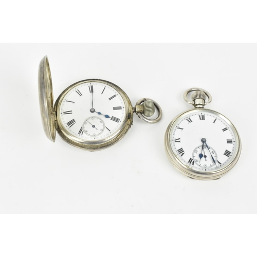 31 - A group of four late 19th to mid 20th century silver pocket watches, to include a Victorian half hun... 