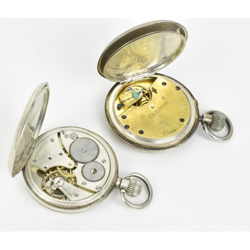 31 - A group of four late 19th to mid 20th century silver pocket watches, to include a Victorian half hun... 