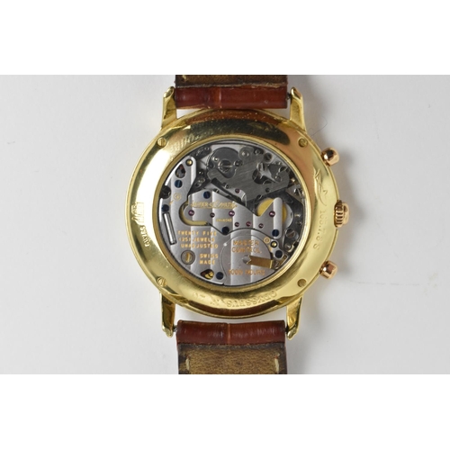 66 - A gents 18ct gold Jaeger-Le Coultre Odysseus chronograph moonphase wristwatch, with white enamel dia... 