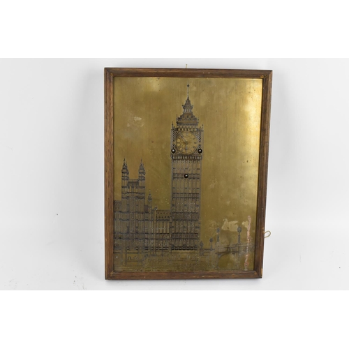 73 - Two wall hanging picture clocks to include one depicting Westminster Abbey, 37cm x 44cm and the othe... 