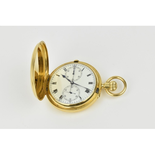 204 - A 18ct gold circa 1927, Johnson, Walker & Tolhurst Ltd full hunter pocket watch/stop watch. Having w... 