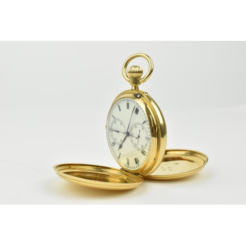 204 - A 18ct gold circa 1927, Johnson, Walker & Tolhurst Ltd full hunter pocket watch/stop watch. Having w... 