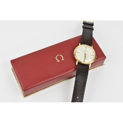 206 - A gold plated steel cased Omega circa 1962, wristwatch. Serial number 21647XXX calibre 601 movement.... 