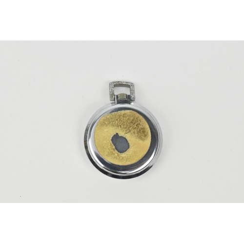 207 - A small chrome Tissot open face pocket watch. With silvered dial having baton hour markers with quar... 