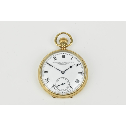 209 - A 9ct gold open face pocket watch having a white enamel dial with Roman numerals and subsidiary seco... 