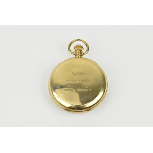 209 - A 9ct gold open face pocket watch having a white enamel dial with Roman numerals and subsidiary seco... 