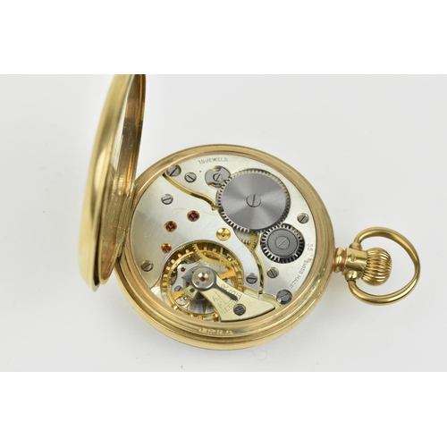 209 - A 9ct gold open face pocket watch having a white enamel dial with Roman numerals and subsidiary seco... 