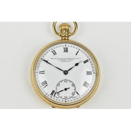 209 - A 9ct gold open face pocket watch having a white enamel dial with Roman numerals and subsidiary seco... 