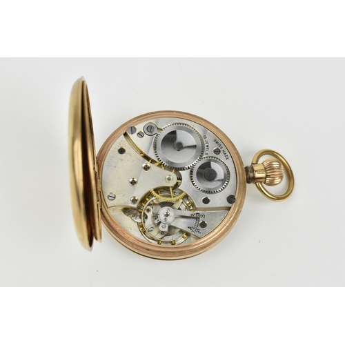 210 - A 9ct gold open face pocket watch having white enamel dial with Roman numerals and subsidiary second... 