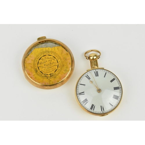 213 - A 18ct gold early Victorian Fusee pair case pocket watch circa 1837. With white enamel dial having b... 