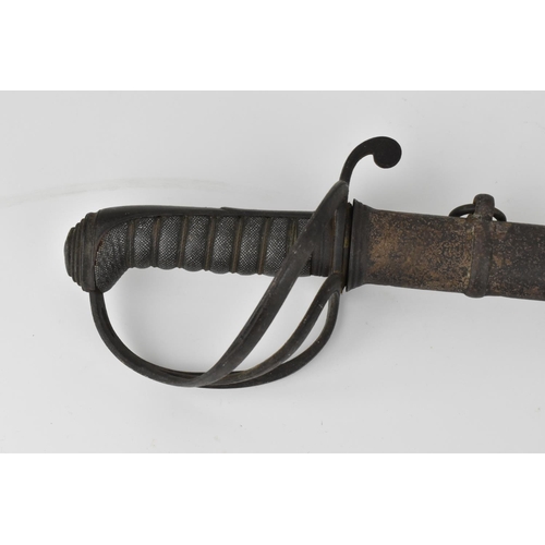 180 - A Victorian Officer's sword, with original metal scabbard, pierced basket and shagreen grip, the bla... 