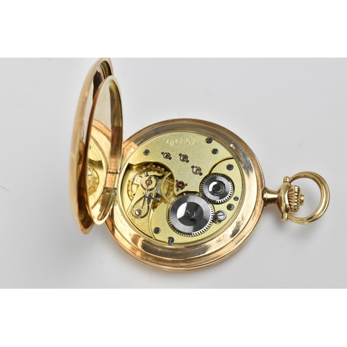 223 - A fine quality early 20th century Omega 14ct gold full hunter pocket watch. Inscribed to cuvette 