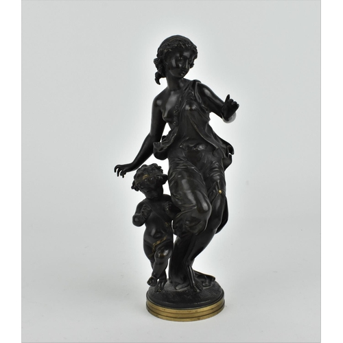 222 - After Etienne-Henri Dumaige (1830-1888) French
bronze figural sculpture of a ménade (bachante) and p... 