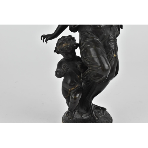 222 - After Etienne-Henri Dumaige (1830-1888) French
bronze figural sculpture of a ménade (bachante) and p... 